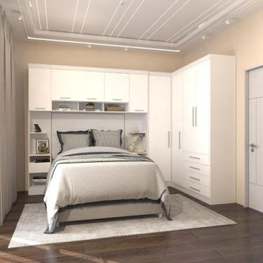 Imagem de Quarto Modulado Casal de Canto 5 Peças 9 Portas 4 Gavetas Alpes Lucian