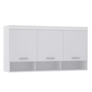 Imagem de Guarda-roupa Modulado 165cm Aéreo 2 Portas Alpes Luciane, Branco/Branc