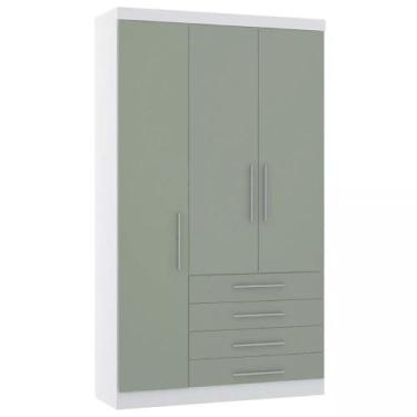 Imagem de Guarda-roupa Modulado 132cm 3 Portas 4 Gavetas Alpes Luciane, Branco/V