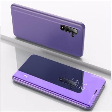 Imagem de Capa flip espelhada para Samsung Galaxy Note 10 Plus Clear View para S20 S10 9 A10 A20 E A30 A50 A6 J6 2018, capa de couro, roxo e azul, para Note 10 Plus