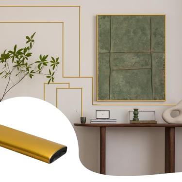 Imagem de JSIWOTH Acabamento de moldagem de parede de 26,2 m, acabamento flexível autoadesivo dourado fosco para parede, bordas, molduras de janela, azulejos de backsplash, rodapé e mais (L: 1 cm, T: 0,3 cm)