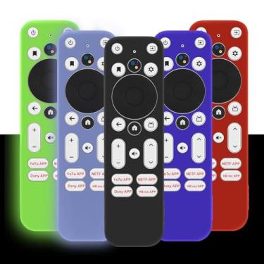 Imagem de 5 peças de capa protetora de silicone para controle remoto Onn Android TV 4K UHD Stick TV Box 100024646 100026240, para controle remoto Onn Voice à prova de choque com laço (5 cores)