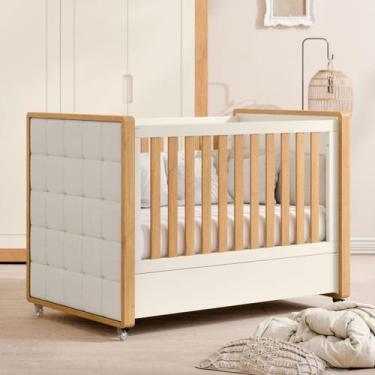 Imagem de Berço Tutto New Americano com Capitone Cor Off White e Freijó - Matic