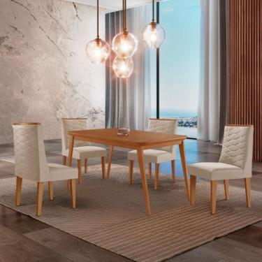 Imagem de Mesa de Jantar Copper 120cm Tampo Canto MDF com 4 Cadeiras Safira Mode