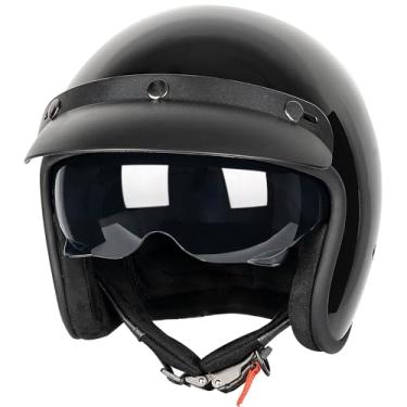 Imagem de Yesmotor Capacete De Motocicleta Retrô Aberto 3/4 Vespa Vintage Para Moto, Motoneta, Cruiser, Bobber E Chopper - Aprovado Pela Dot