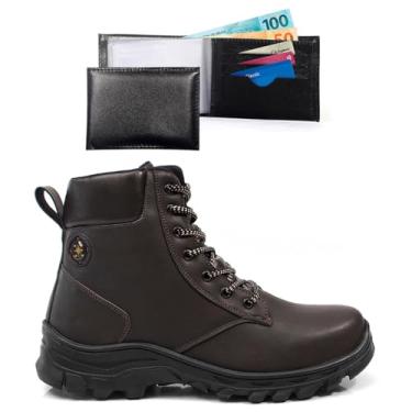 Imagem de Kit Bota Masculina Adventure Com Carteira Trilha Tracking Resistente Confortavel Solado Antiderrapante (Café, BR, Adulto, Numérico, 44)