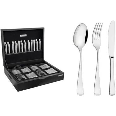 Imagem de Faqueiro Tramontina Inox Mônaco 66917217 101 Peças, Prata, 101