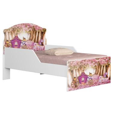 Imagem de Mini Cama Infantil 148x68cm Proteção Lateral Carruagem Rosa Z53 - Mpozenato
