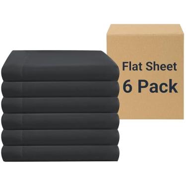 Imagem de ZPECC Apenas lençóis de cima – pacote com 6 lençóis de microfibra macia, itens essenciais de cama com etiqueta codificada por cores para anfitriões de hotéis, motéis, propriedades de aluguel ou Airbnb