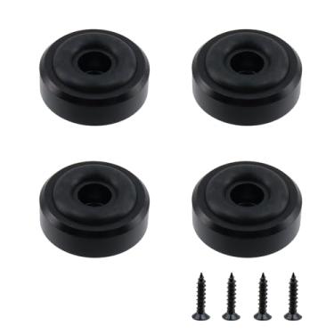 Imagem de MY MIRONEY 4 peças placa de corte de borracha para pés de silicone com parafusos antiderrapante placa de liga de alumínio pés almofadas para cozinha corte inacabado, móveis, arruela de metal (preto