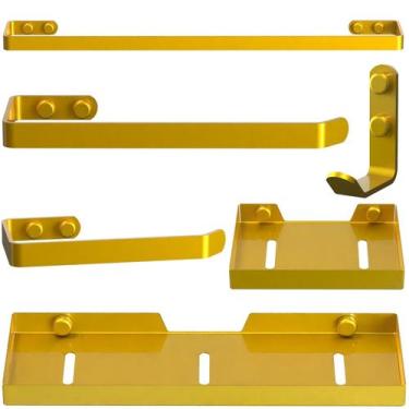Imagem de Kit Acessórios Para Banheiro 6 Peças Dourado UN Plus - Unidas Store