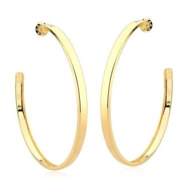 Imagem de Brinco Argola Grande Meia Cana 5,5cm Folheado a Ouro 18k - Maise Joias