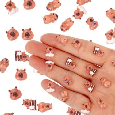 Imagem de 120 Mini Figuras de Capivara, 6 Estilos Resina Decoração de Capivara Pequena Fofa Modelos Animais em Miniatura para Artesanato Faça Você Mesmo e Acessórios Paisagismo