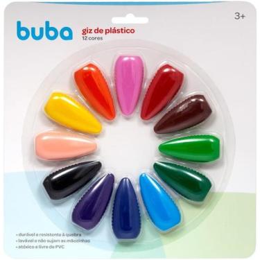 Imagem de Giz de Cera Triangular Colorido  Kit com 12 Cores Vibrantes - Buba