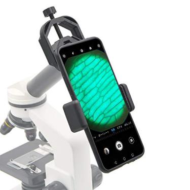 Imagem de Starboosa Suporte adaptador de microscópio para smartphone, suporte universal para celular, funciona com telescópio, microscópio, microscópio, monocular, binóculo – serve para iPhone, Samsung, HTC, LG