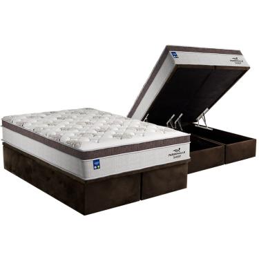 Imagem de Conjunto Box Baú King: Colchão Molas Plumatex Ensacadas Personalle + Base CRC Suede Brown (193x203)