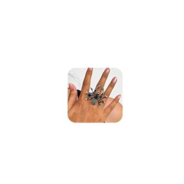 Imagem de Anéis de Halloween para mulheres, anel de aranha gótico, formato de inseto, anel de strass preto, ajustável, punk, fantasia de Halloween, bijuteria, presente, Metal, Sem pedra preciosa