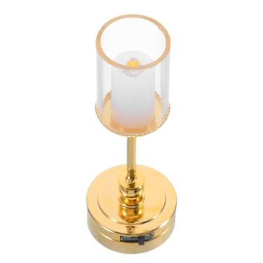 Imagem de TOYANDONA Luminária De Mesa Em Miniatura Casa De Bonecas 1:12 – Luz Estilo Vela Com Cúpula De Vidro Iluminação Decorativa Operada Por Bateria Móveis De Casa De Bonecas Internas E