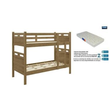 Imagem de Beliche Fênix Jaspe Versátil Castanho Vira 2 Camas Com Colchão Solteir