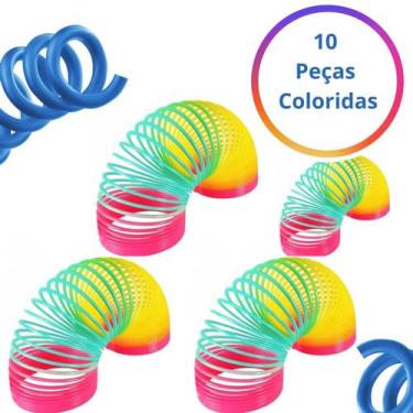 Imagem de 10 Mola Maluca Colorida Brinquedo Retrô Divertido Lembrancinha - Madal