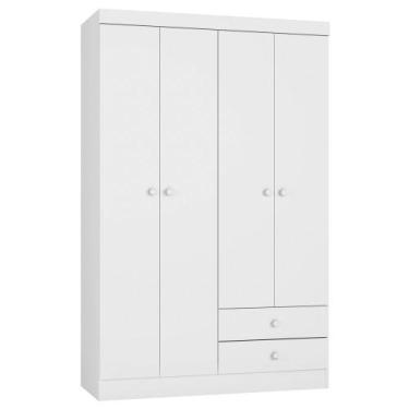 Imagem de Guarda Roupa Roupeiro Infantil Quarto de Bebê Louise 04 Portas Branco 