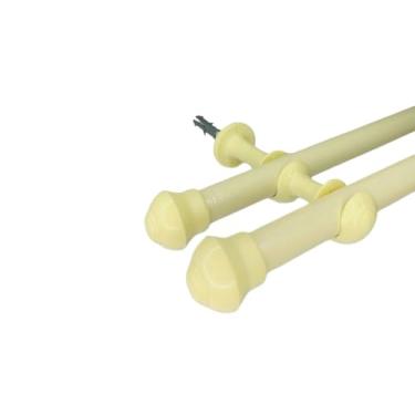 Imagem de Varão de cortina de Aço 2,0 metros Duplo 19mm fino Bastão de cortina Ferro Varão Duplo(Bege/Palha)