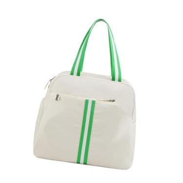 Imagem de UGPLM Bolsa de Pickleball com compartimento para sapatos multifuncional para mulheres e homens, bolsa profissional para transporte de raquetes de tênis e, Branco E Verde