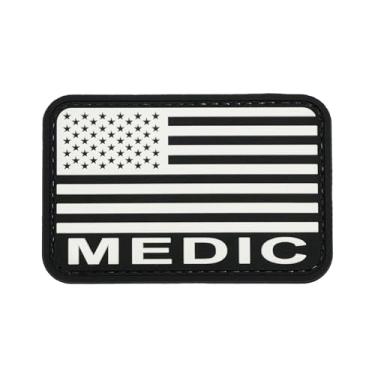 Imagem de uuKen Patch de bandeira médica PVC 7,6 cm x 5,8 cm branco com fecho de gancho traseiro para kit de primeiros socorros bolsa chapéus bolsas coletes (branco, P 7.6 cm × 5.1 cm)
