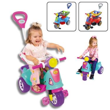 Imagem de Triciclo Carrinho Infantil Moto Passeio Bebê De Empurrar Menino Menina