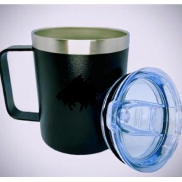 Imagem de Caneca Térmica de Aço Inoxidável, Preta com Tampa transparente, Alça Ergonômica, Design Moderno para Bebidas Quentes e Frias