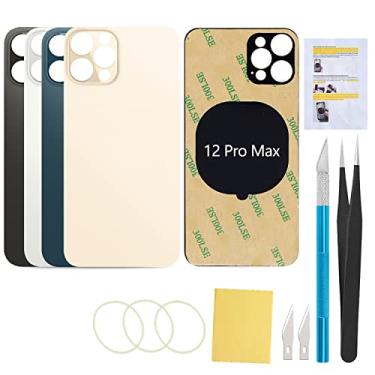 Imagem de UooFide Substituição da capa de vidro traseira traseira compatível com iPhone 12 Pro Max 6,7 polegadas todas as operadoras (dourada)
