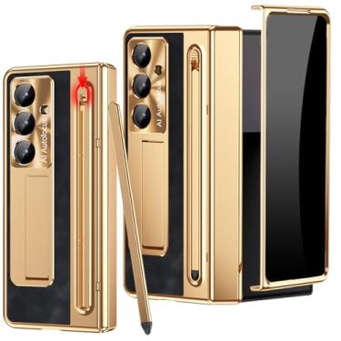 Imagem de YQODSZ Capa para Samsung Galaxy Z Fold 7 com suporte para caneta S e Stylus, capa dobrável de couro PU 7 com protetor de tela de privacidade integrado, capa de couro slim com suporte para Z Fold 7