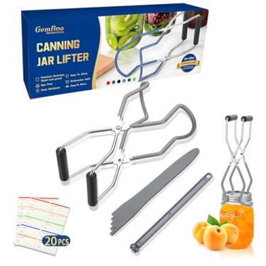 Imagem de Pinça de elevação de pote de conserva com elevador de tampa de jarra levantador magnético de tampa, removedor de bolhas de conserva e etiquetas de conservas para suprimentos de conserva kit iniciante