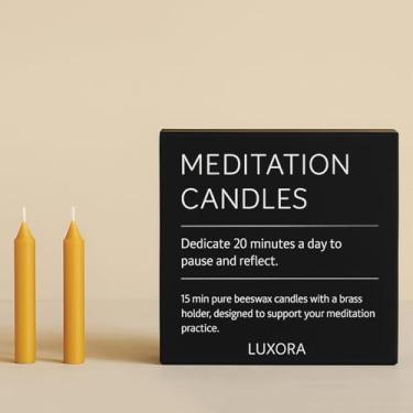 Imagem de Velas de cera de abelha pura de 20 minutos feitas na Austrália, conjunto de velas de meditação de cera de abelha, conjunto de 15 mini velas com suporte de latão, presentes de alívio de estresse para