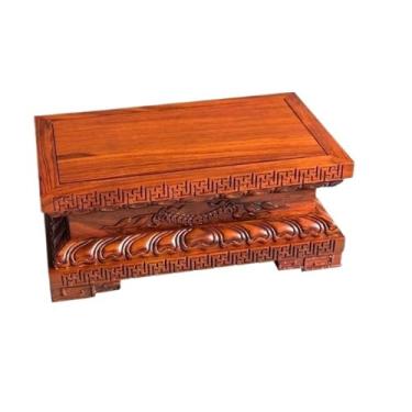 Imagem de Base de exibição de padrões de escultura em mogno base de exibição, bule de chá de bonsai, suporte retangular base de suporte de exibição (grande)