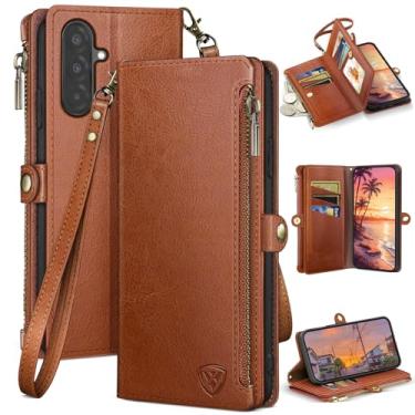 Imagem de XcaseBar Compatível com capa carteira para Samsung Galaxy A56 com zíper para cartão de crédito 【bloqueio RFID】, capa flip fólio de couro PU à prova de choque feminina masculina para Samsung A56 capa