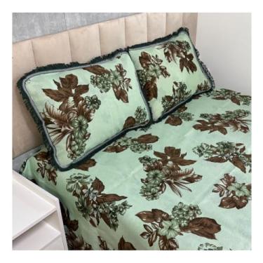 Imagem de Jogo de Colcha Casal Box Linhão com Franja e Fronhas Algodão – Cobre Leito Estampado Dupla Face, Macio e Durável(MODELO - 7)