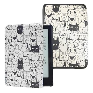 Imagem de Capa Para Kindle Paperwhite 12ª Geração 7” (SA569P e SA568B) e Kindle Colorsoft 1ª Geração (SA58CB e SA59CP) – Auto Hibernação – Fechamento Magnético (Gatinhos Preto e Branco)