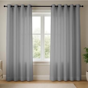 Imagem de Cortina Rústica 2,00m x 1,80m Lisa com Ilhós para Sala Quarto Escritório (Cinza)