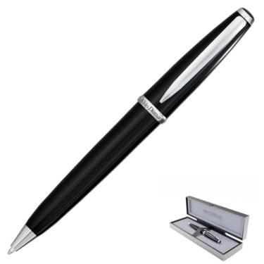 Imagem de Monteverde Caneta esferográfica de luxo EUA Aldo Domani – Acabamento em laca preta – Tinta gel azul suave – Caneta estilo Parker recarregável de inspiração italiana