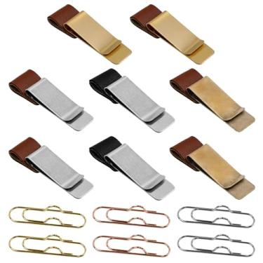 Imagem de 14 peças de suporte de caneta para notebook, suporte de caneta de couro e clipes de metal, acessórios de caderno de viagem para diário, agenda, livro, prancheta, papel (7 cores)
