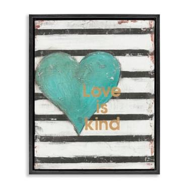 Imagem de Stupell Industries Love Is Kind on Stripes Black Framed Floater Canvas Wall Art Design por Cassandra Cushman, 53 x 43 cm