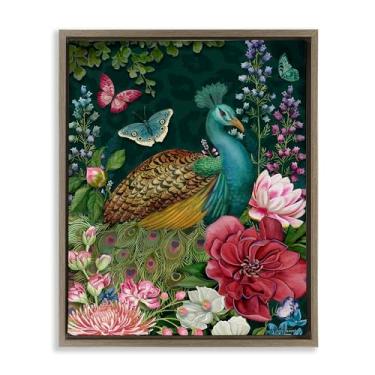 Imagem de Stupell Industries Arte de parede em tela flutuante marrom pavão marrom selvagem por Nicole Tamarin, 78 x 63 cm