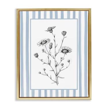 Imagem de Stupell Industries Arte de parede em tela flutuante, emoldurada, dourada, com bordas listradas, ervas na borda listrada por Lettered and Lined, 53 x 43 cm