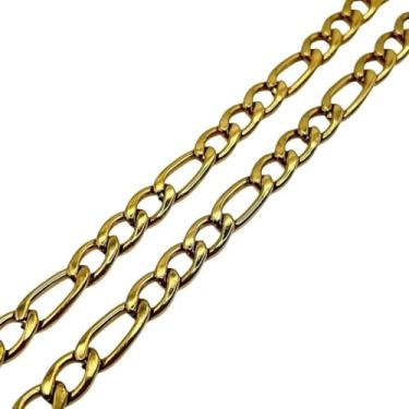 Imagem de Corrente Grumet Masculina 3x1 Grossa 9mm 60cm Banhada a Ouro 24k Banho Triplo Italiano Premium com Fecho Lagosta Antifurto