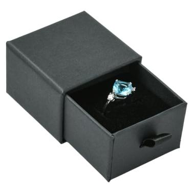 Imagem de Beebeecraft Caixa de anel de gaveta deslizante 5 x 5 x 3,5 cm quadrada de papel preto caixa de presente para joias pequena caixa de presente para anel de brinco organizador de exibição de exibição de