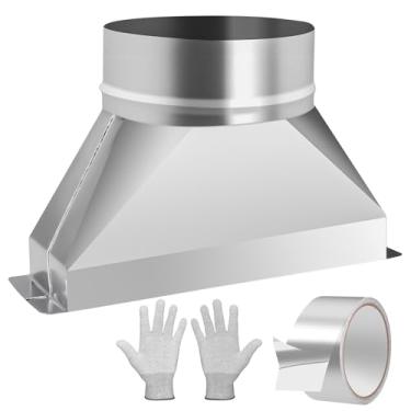 Imagem de Duto de transição redonda galvanizado de 15,2 cm de diâmetro -3-1/10.2 cm x 25.4 cm x 15.2 cm duto de transição galvanizado para sistemas de ventilação e HVAC com luvas de trabalho gratuitas e fita de