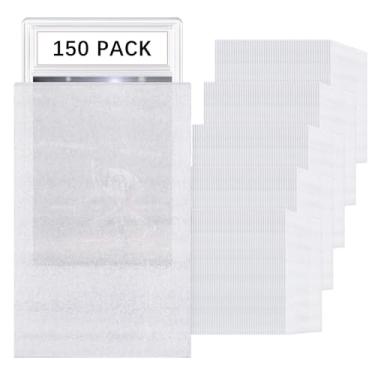 Imagem de AmazingSpark Pacote com 150 protetores de envio de cartas colecionáveis de 10 x 15 cm para cartões de classificação, sacos de espuma, suprimentos de envio