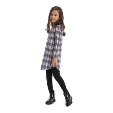 Imagem de Vestido Xadrez Infantil Quimby, Roxo, 8