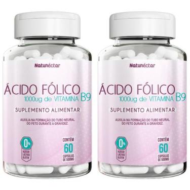 Imagem de Combo 2 Ácido Fólico Vitamina B9 Gestante 120 Cápsulas Natunéctar